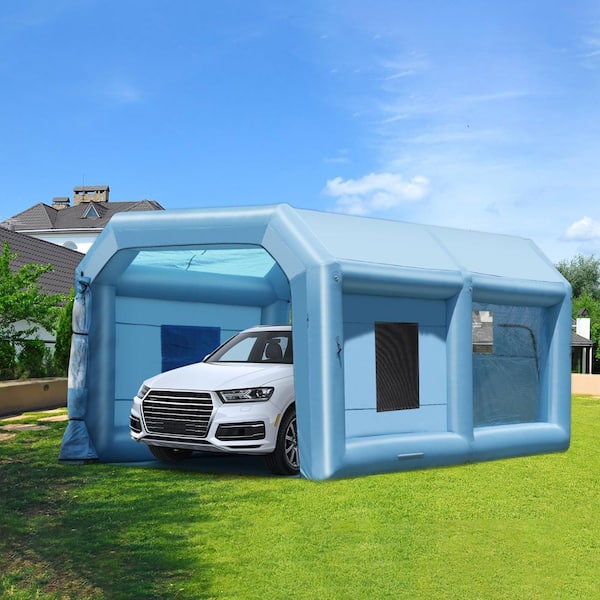 Portable Inflatable Paint Booth, 21 x 13.5 x 9.8 ft, 1100W Blower, Air Filter System, for Furniture/Medium Vehicles