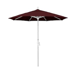 7.5 ft. Matted White Aluminum Market Patio Umbrella Collar Tilt Crank Lift in Burgundy Pacifica