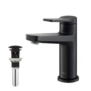 Indy Single Hole Single-Handle Bathroom Faucet with Pop-Up Drain with Overflow in Matte Black