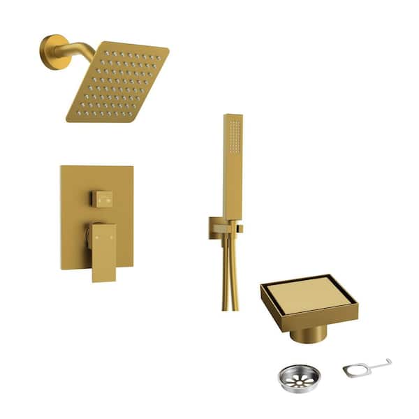 ソルブレイズ ゴールドver YAWWALK 2-Handle 2-Spray Shower Faucet 2.5 GPM with Valve, 4 in