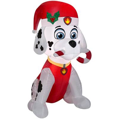 3 ft Pre-Lit LED Holiday Marshall the Fire Pup with Candy Cane Christmas Inflatable