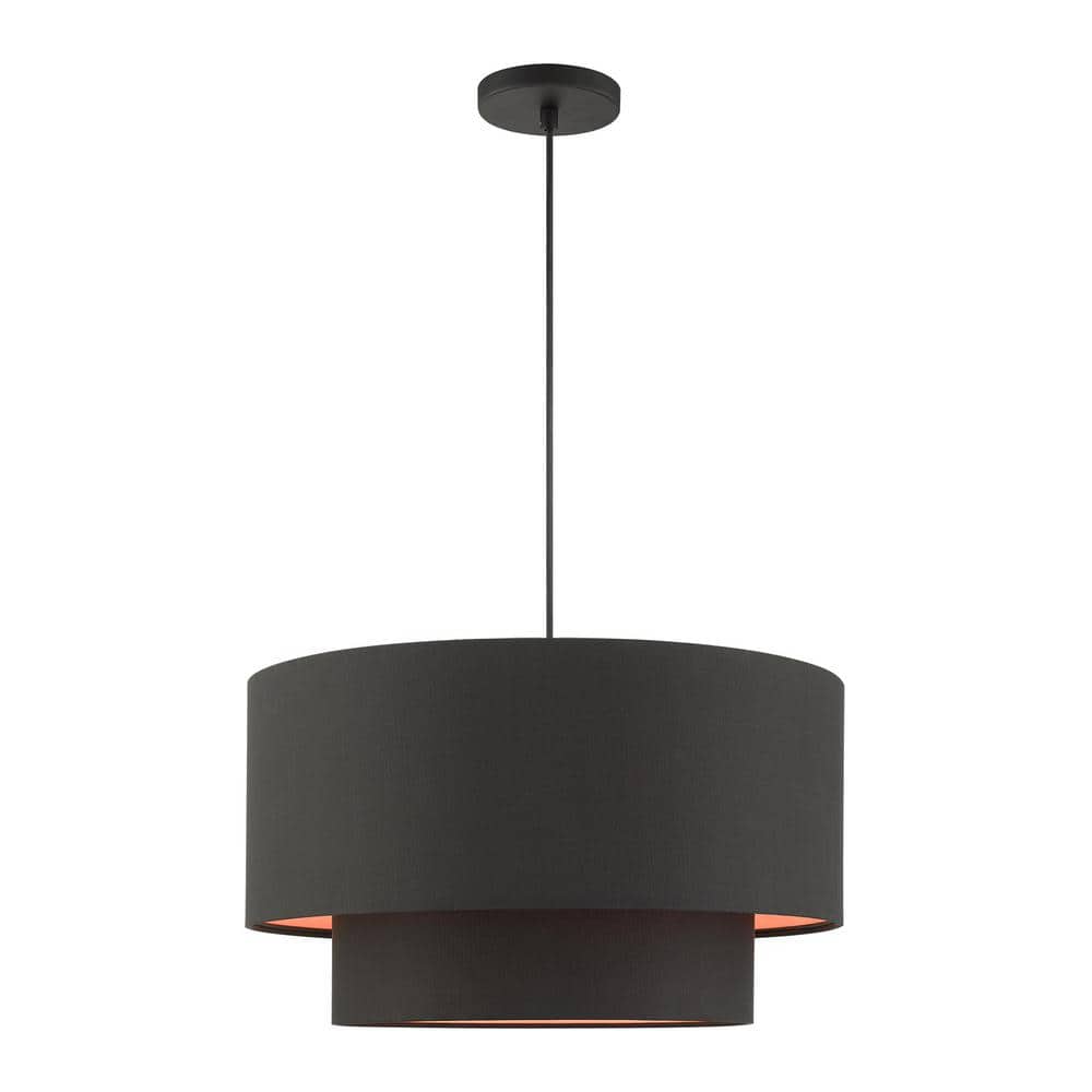 Sentosa Modern Black 3-Light Indoor/Outdoor Drum Pendant