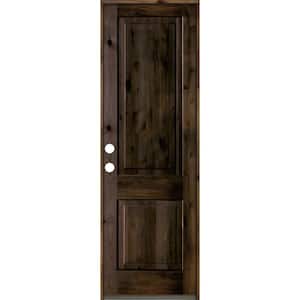 30 in. x 96 in. Rustic Knotty Alder 2 Panel Square Top Right-Hand/Inswing Black Stain Wood Prehung Front Door