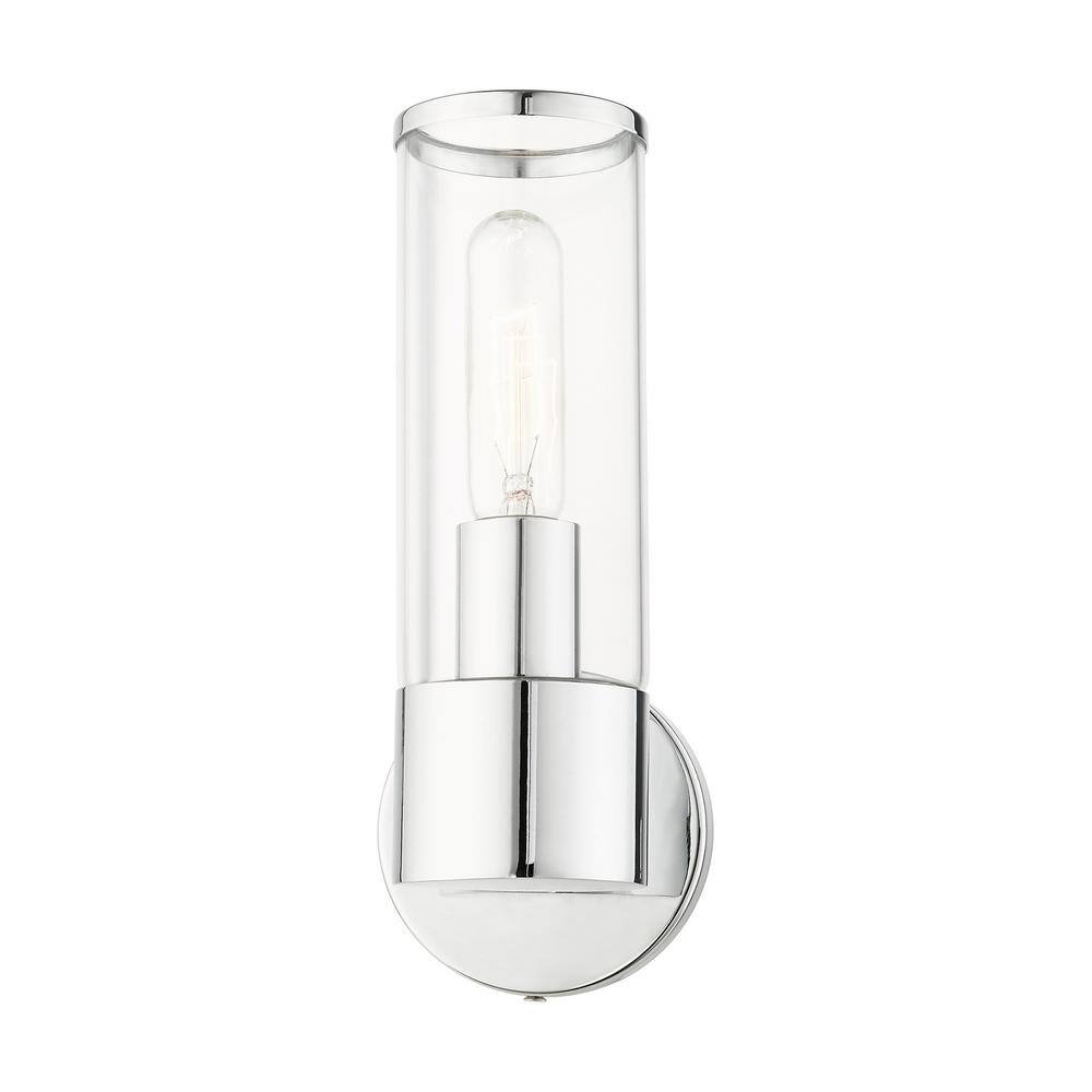 Polished Chrome Dimmable Sconce with Clear Glass Shade