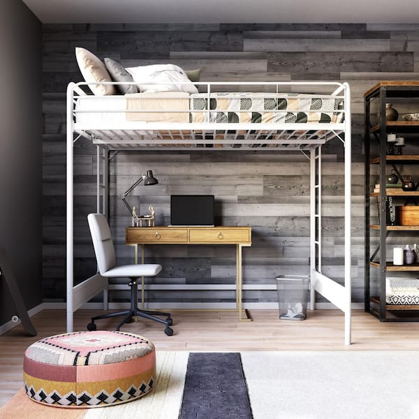 REALROOMS Colten Loft Bed, White Full
