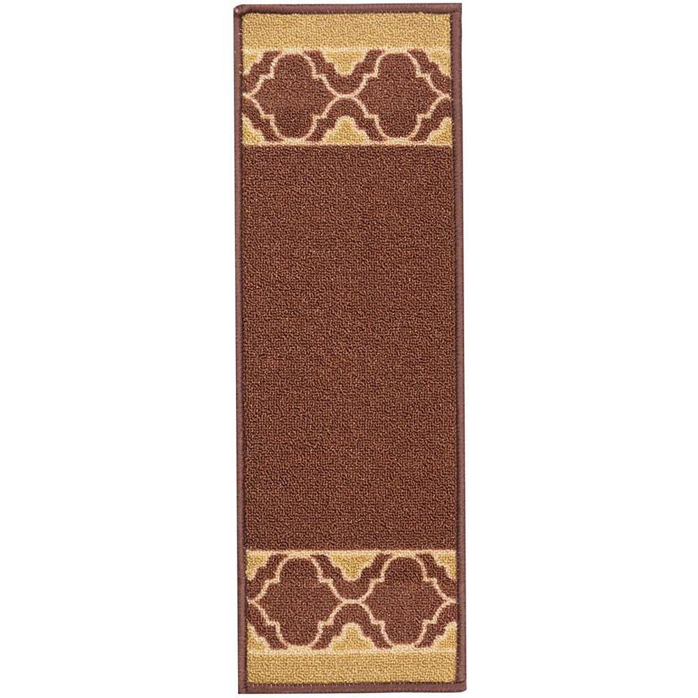 Trellis Border Brown 8.5 in. x 26 in. Indoor Carpet Stair Tread Cover