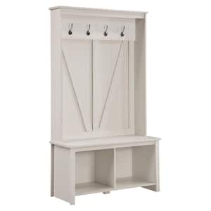 Garner Hall Tree with Bench and Storage in Off White Finish