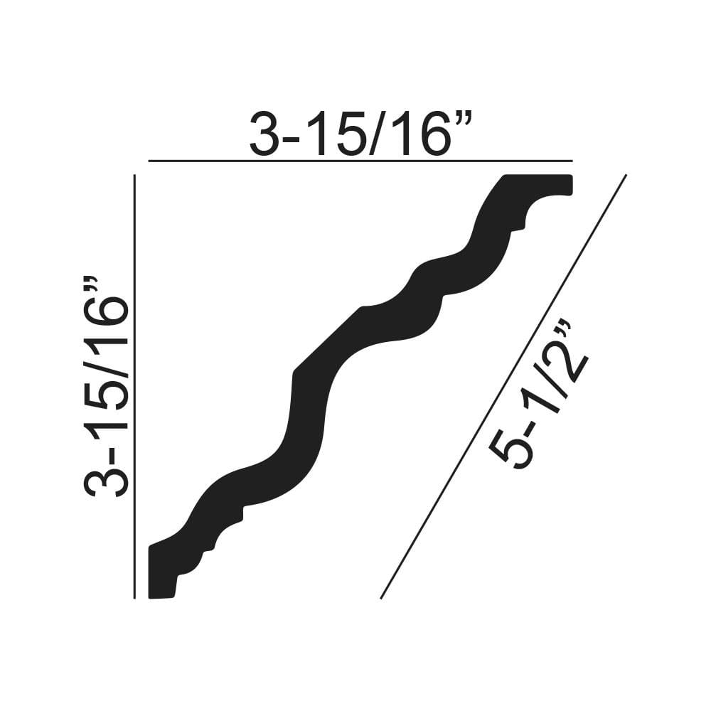 6-Inch White Primed Polyurethane Crown Moulding Sample