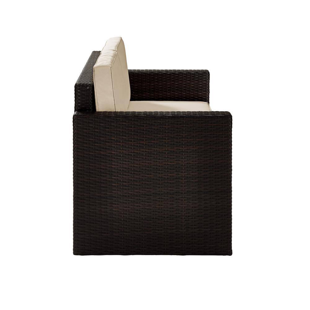 Palm Harbor Brown Wicker Loveseat with Sand Cushions
