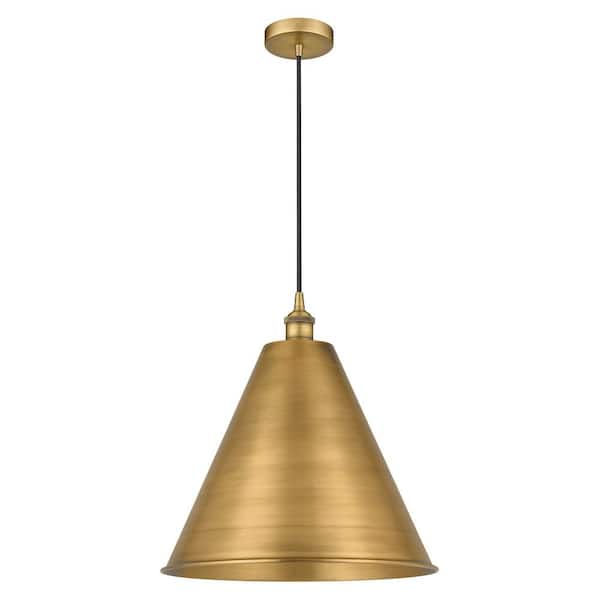 Edison Cone 100-Watt 1-Light Brushed Brass Standard Mini Pendant Light with Metal Shade