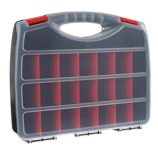 Hardware and Craft Storage Case - 23 Compartments to Organize Parts with Carry Handle and Clear Lid 0.5 Qt