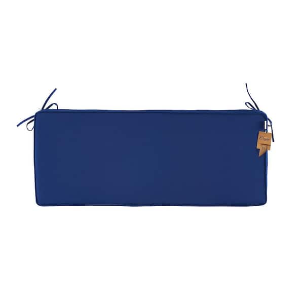 BLISSWALK Indoor/Outdoor Bench Cushion, Cushion with Ties, 45"x18"x3", Removable All Weather Cushion for Patio Furniture, Indigo