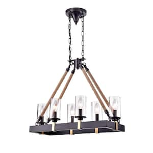 Satinka 6-Light Coffee Black Candle Style Chandelier for Kitchen Island, Dining/Living Room with No Bulbs Included