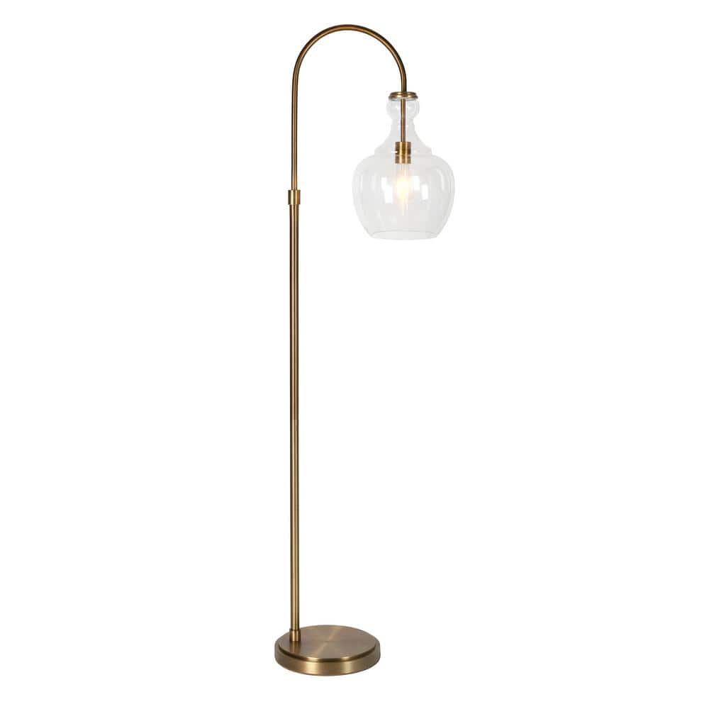 Gold Arc Floor Lamp with Clear Glass Shade