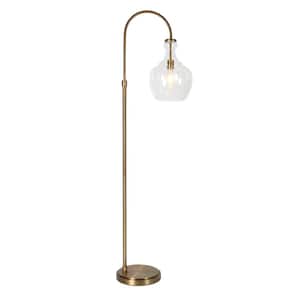 Verona 65 in. Arc Brass Floor Lamp with Clear Glass Shade