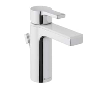 Modern Contemporary Single Hole Single-Handle Low-Arc Bathroom Faucet in Dual Finish Chrome and White