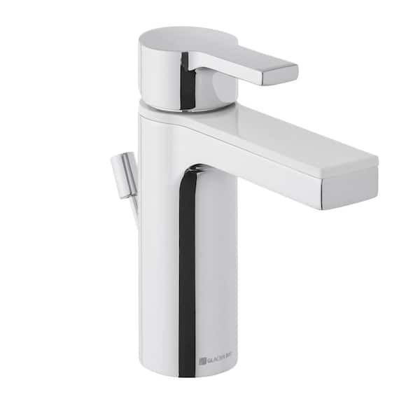 Glacier Bay Modern Single-Handle Single-Hole Bathroom Faucet in Dual Finish Chrome and White