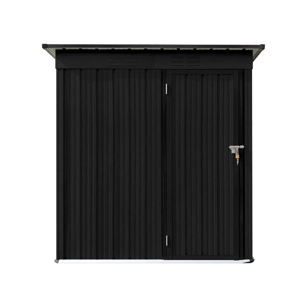 Black 5 ft. W x 4 ft. D Outdoor Metal Shed with Lockable Double Door (20 sq