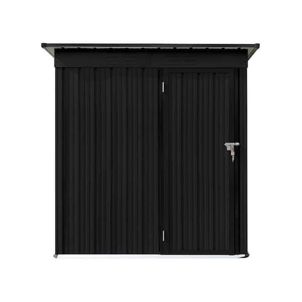 Black 5 ft. W x 4 ft. D Outdoor Metal Shed with Lockable Double Door (20 sq. ft. ), Waterproof Roofs and Easy Assembily