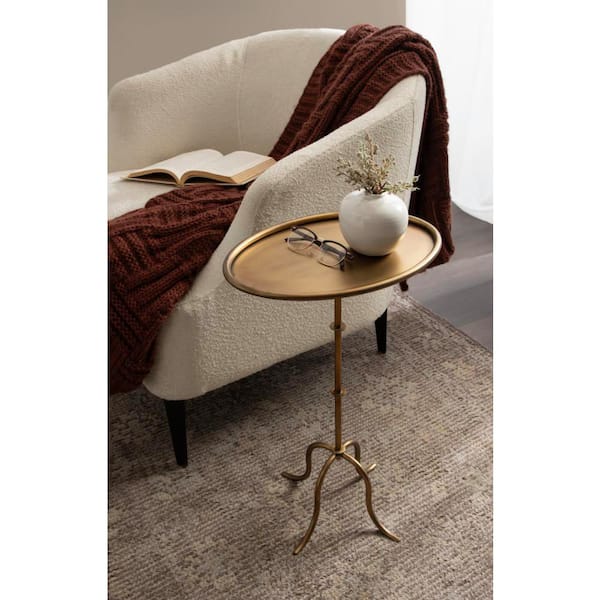 Bajoria 16 in. Gold Oval Metal End Table