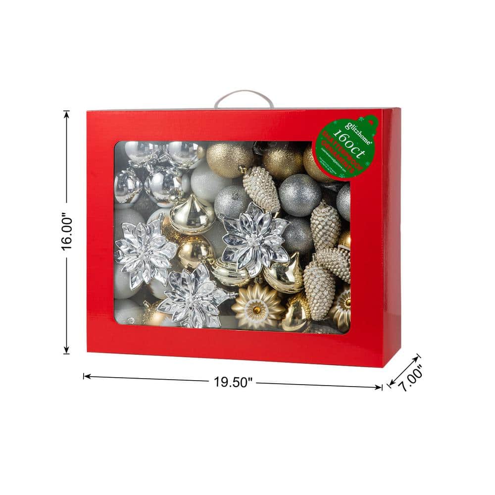 Elegant Silver & Gold Shatterproof Christmas Tree Ornament Set