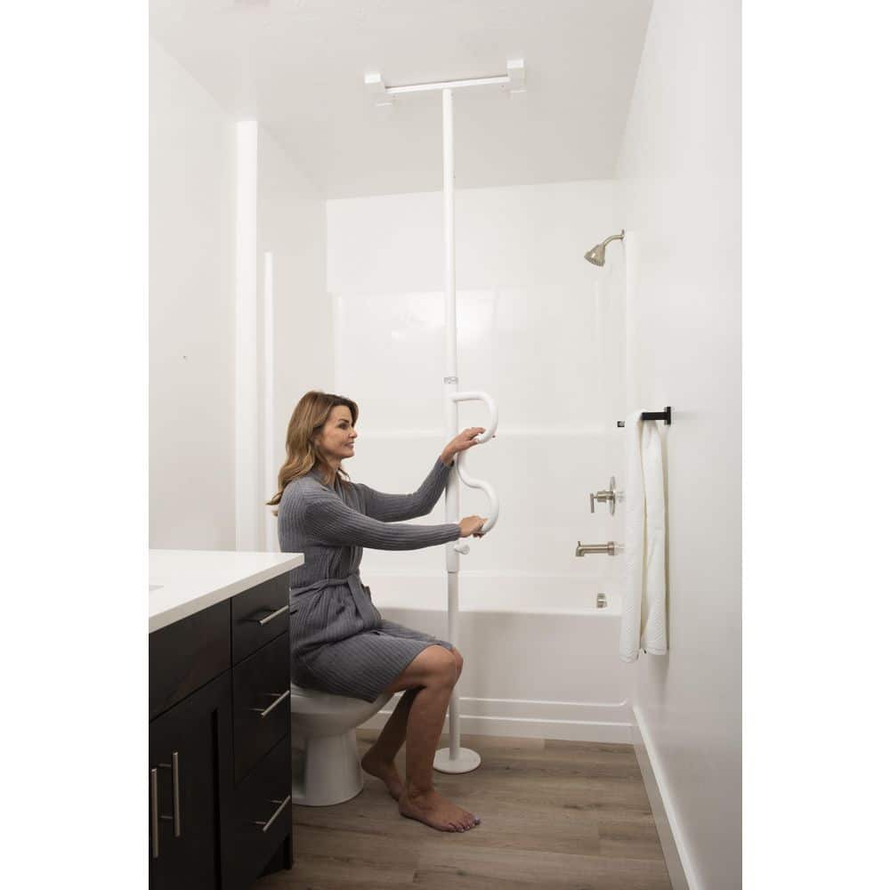 Black Tension-Mounted Safety Pole with Rotating Grab Bar