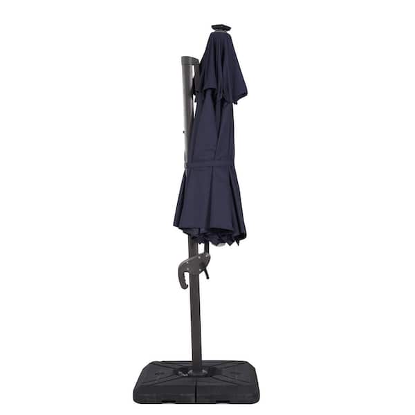 Brooks 10 ft. Steel Roma Cantilever Solar LED Tilt 360 Patio Umbrella In Blue