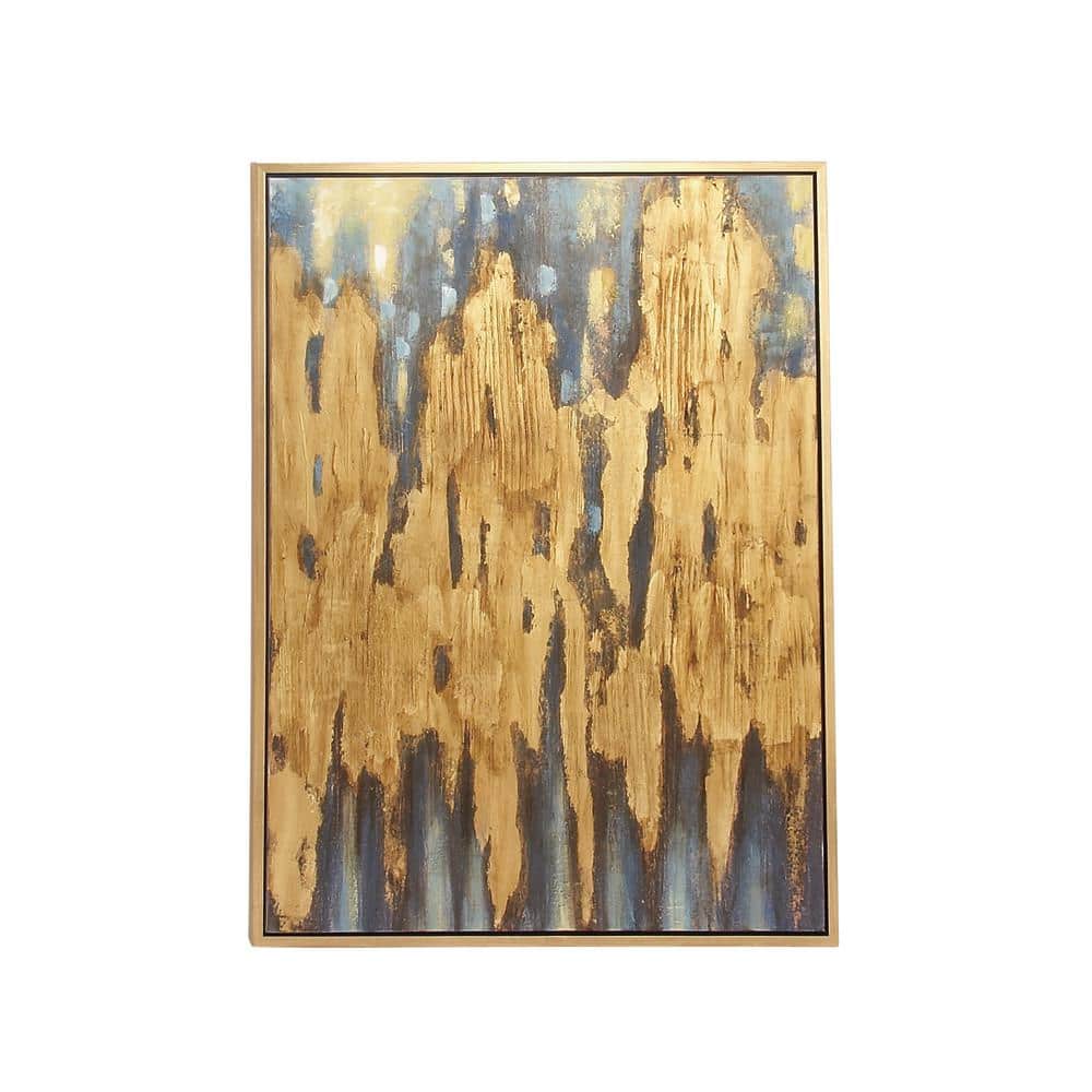 36" x 47" Gold Leaf Embellished Abstract Canvas Wall Art