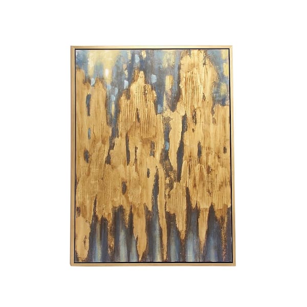 Litton Lane 1- Panel Abstract Framed Wall Art with Gold Frame 47 in. x 36 in.