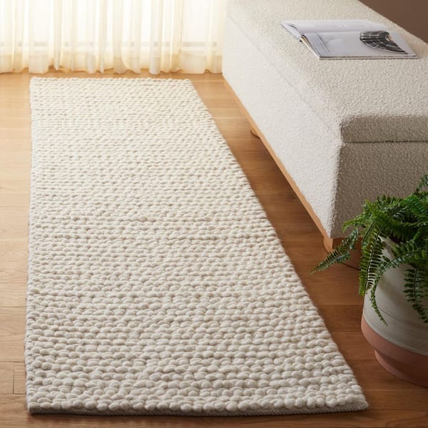 Natura 2 ft. x 8 ft. Ivory Solid Modern Runner Rug