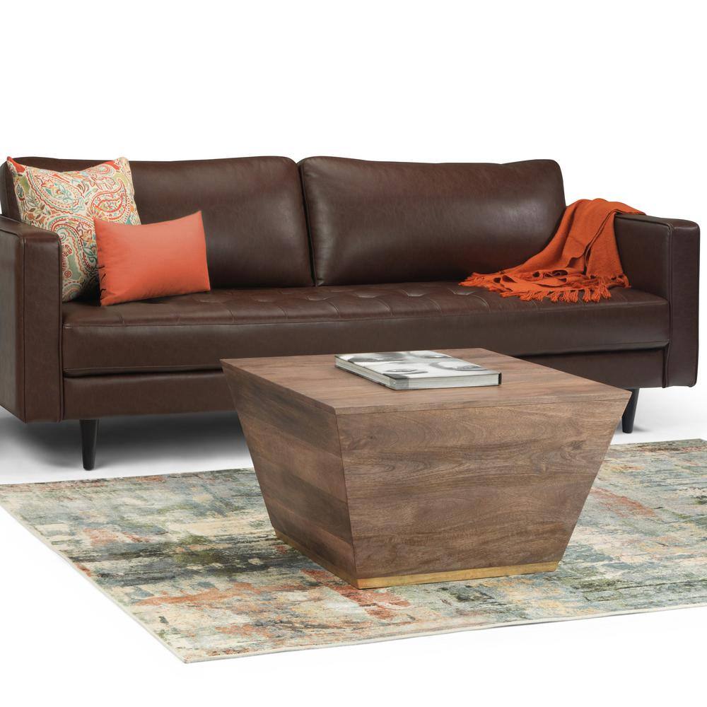 Abba Dark Brown Solid Mango Wood Square Coffee Table
