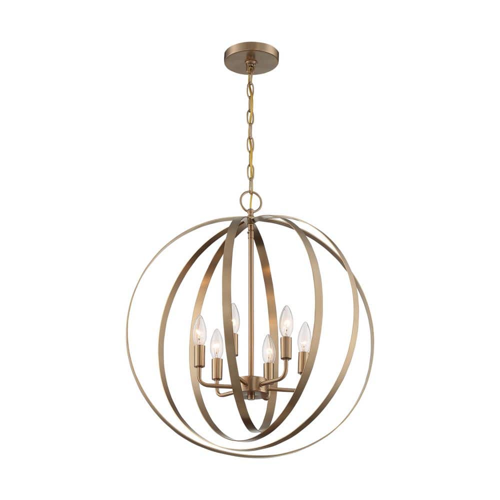 Pendleton 60-Watt 6-Light Burnished Brass Glam Pendant Light with No Shade, No Bulbs Included price history on PriceWatchPro