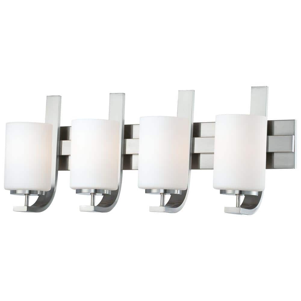 Elegant 4-Light Brushed Nickel Vanity with Frosted Glass Shades