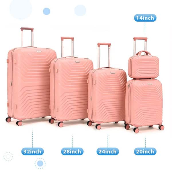 HIKOLAYAE 5-Piece PP Rose Hardside Spinner Luggage Set Travel HIKOLAYAE 5-Piece PP Rose Hardside Spinner Luggage Set Travel