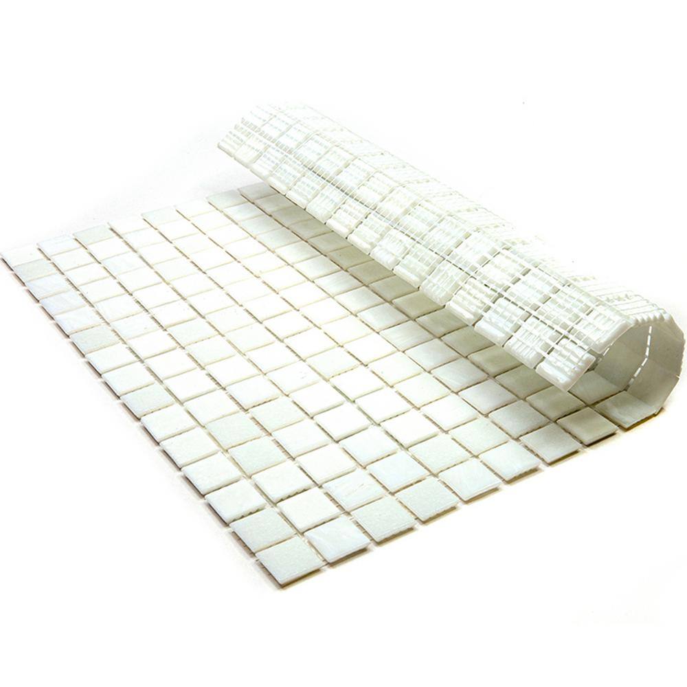 Pearl White 12" x 12" Iridescent Glass Mosaic Tile