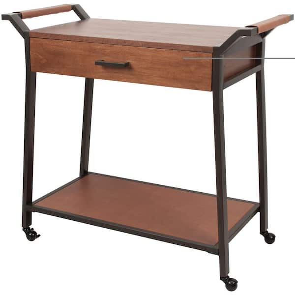 Silverwood Furniture Reimagined Cohen Brown and Black Kitchen Cart with Drawer