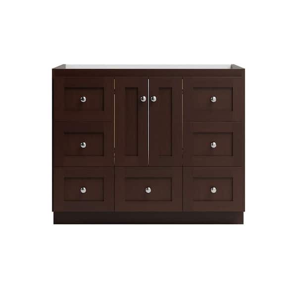 Simplicity by Strasser Shaker 42 in. W x 21 in. D x 34.5 in. H Bath Vanity Cabinet without Top in Dark Alder