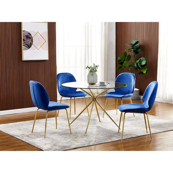 Preston Blue Velvet Side Chairs Set of 2