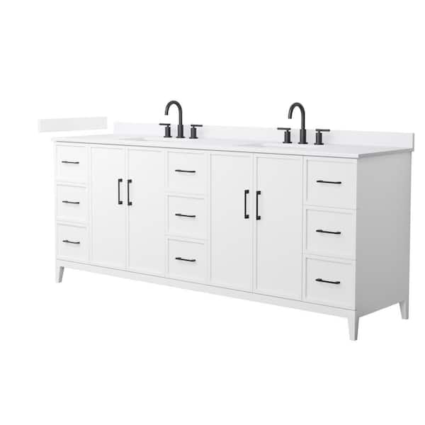 Elan 84 in. Double Freestanding White Bath Vanity with White Cultured Marble Top