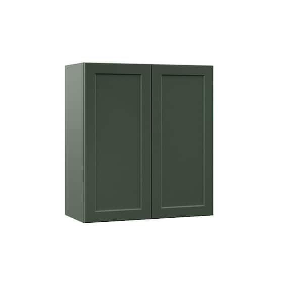 Hampton Bay Designer Series Melvern 27 in. W x 12 in. D x 30 in. H Assembled Shaker Wall Kitchen Cabinet in Forest
