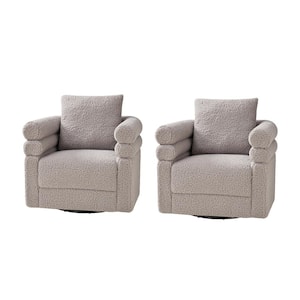 Regina Grey Modern Swivel Chair with 2-Pillow Set of 2