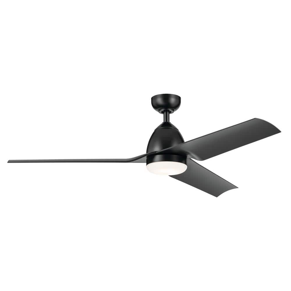 54-Inch Black Modern Ceiling Fan with LED Light and Remote