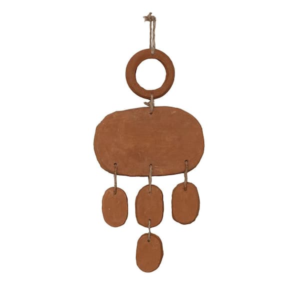 Storied Home 20 in. Handmade Terra-Cotta Wall Hanging with Jute Hanger, Natural