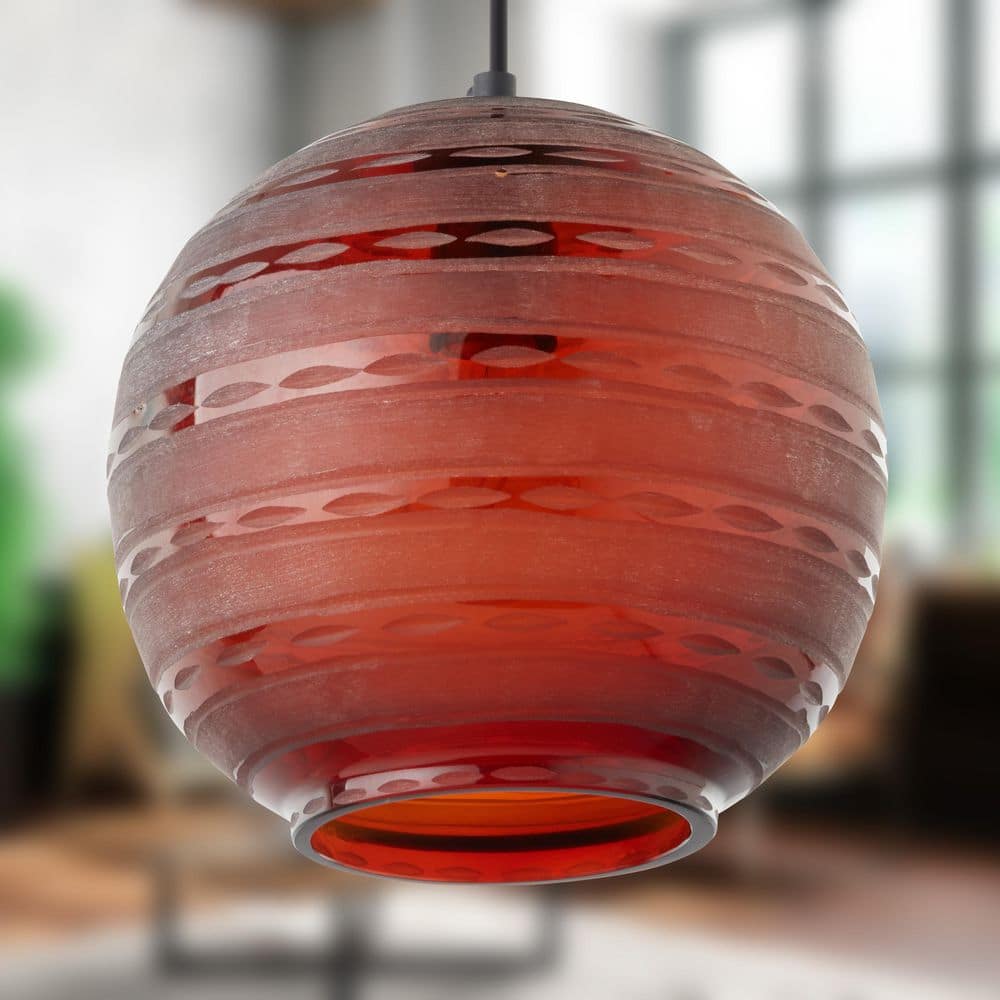 Indra 40-Watt 1-Light Orb-Shaped Pendant Light with Red Hand Blown Glass Shade price history on PriceWatchPro