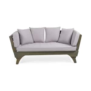 Gray Wood Outdoor Day Bed with Gray Cushions