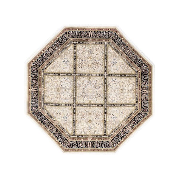 Solo Rugs Mogul One-of-a Kind Traditional Ivory 8 ft. 1 in. x 8 ft. 1 in. Oriental Area Rug