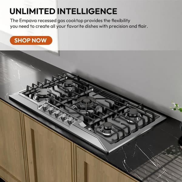 Built-in 36 in. Gas Cooktop - 5 Sealed Burners Cook Tops in Stainless Steel