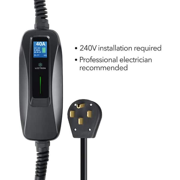 LECTRON 240-Volt 40 Amp Level 2 EV Charger with 18 ft Extension Cord J1772  Cable & NEMA 14-50 Plug Electric Vehicle Charger EVCharge14-50-40A - The Home  Depot