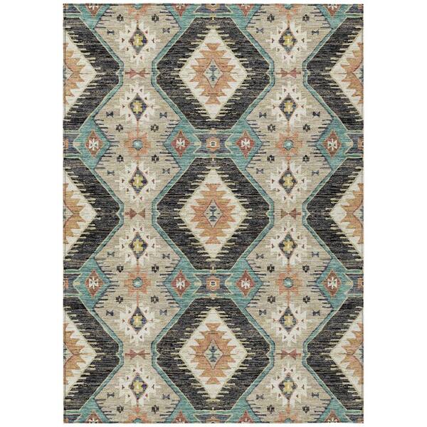 Chantille Machine Washable Indoor/Outdoor Abstract ACN2210 Black 10 ft. x 14 ft. Area Rug