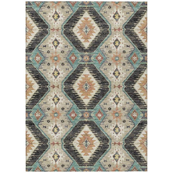 Chantille Machine Washable Indoor/Outdoor Abstract ACN2210 Black 9 ft. x 12 ft. Area Rug